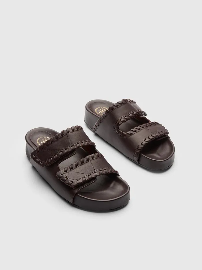 ATP Atelier Sandals Furlo Stitch Walnut Leather Comfy Sandals Walnut 8211 Women