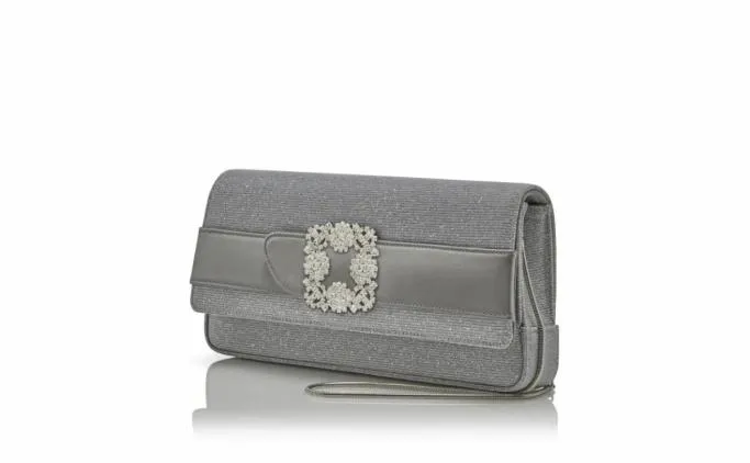 Bags Women Manolo Blahnik GOTHISI GLITTERSilver Glitter Jewel Buckle Clutch Bags Women Manolo Blahnik GOTHISI GLITTERSilver Glitter Jewel Buckle Clutch