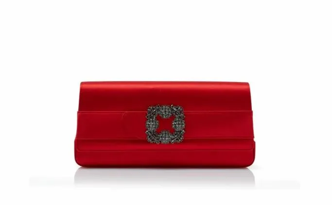 Bags Women Manolo Blahnik GOTHISIRed Satin Jewel Buckle Clutch Bags Women Manolo Blahnik GOTHISIRed Satin Jewel Buckle Clutch