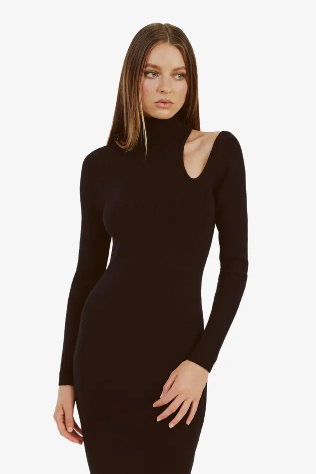 Bardot Day To Night Dresses Olesa Asymmetric Knit Dress In Black 8211 Women Bardot Day To Night Dresses Olesa Asymmetric Knit Dress In Black 8211 Women