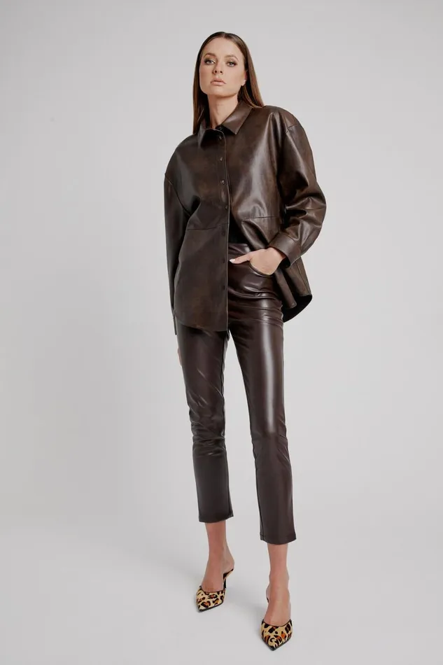 Bardot Pants Pearson Vegan Leather Pant In Dark Choco 8211 Women