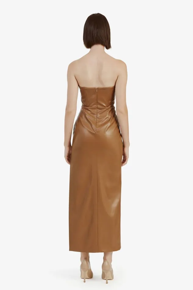 Bardot Party Dresses Everlasting Vegan Leather Dres In Camel 8211 Women Bardot Party Dresses Everlasting Vegan Leather Dres In Camel 8211 Women