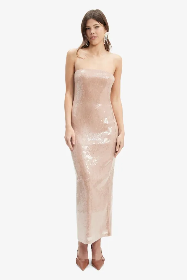 Bardot Party Dresses Launa Sequin Maxi Dress In Soft Tan 8211 Women Bardot Party Dresses Launa Sequin Maxi Dress In Soft Tan 8211 Women