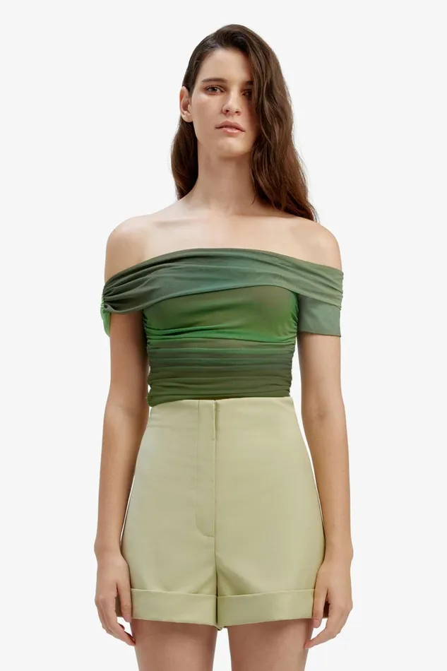 Bardot Party Tops Aurelia Mesh Top In Green Ombre 8211 Women Bardot Party Tops Aurelia Mesh Top In Green Ombre 8211 Women
