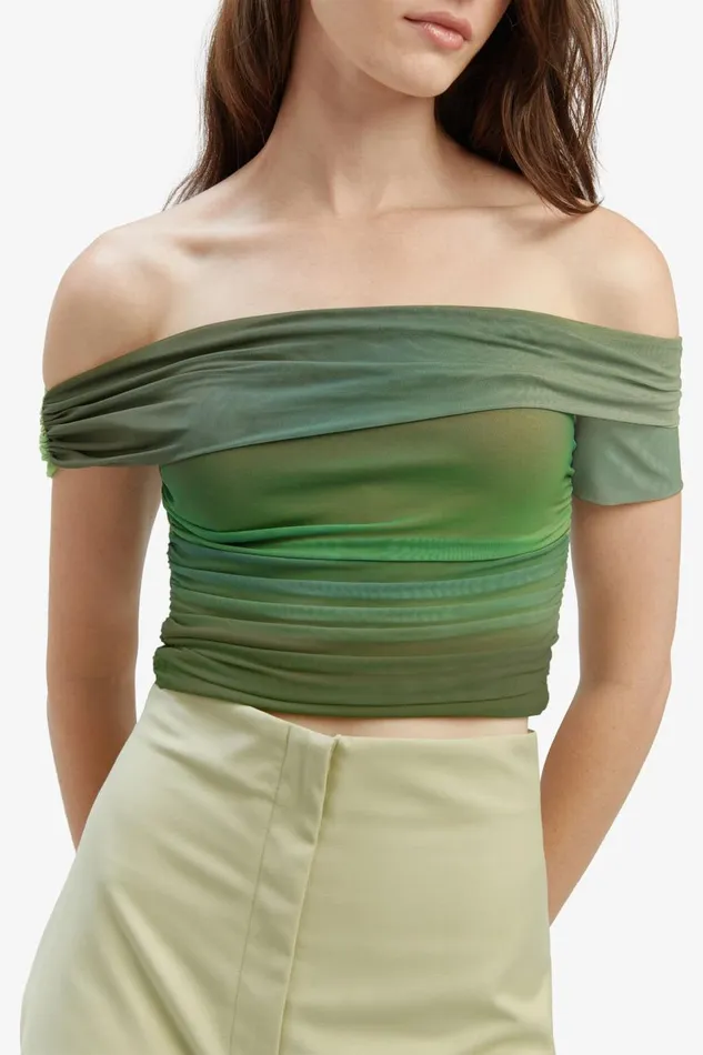 Bardot Party Tops Aurelia Mesh Top In Green Ombre 8211 Women Bardot Party Tops Aurelia Mesh Top In Green Ombre 8211 Women