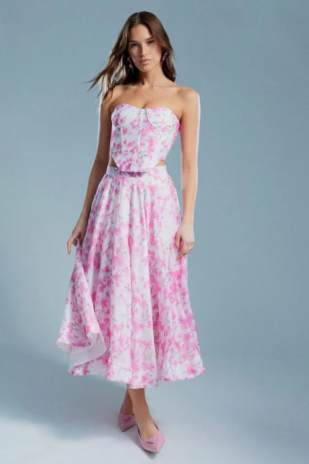 Bardot Party Tops Gracious Corset Bustier In Pink Floral 8211 Women