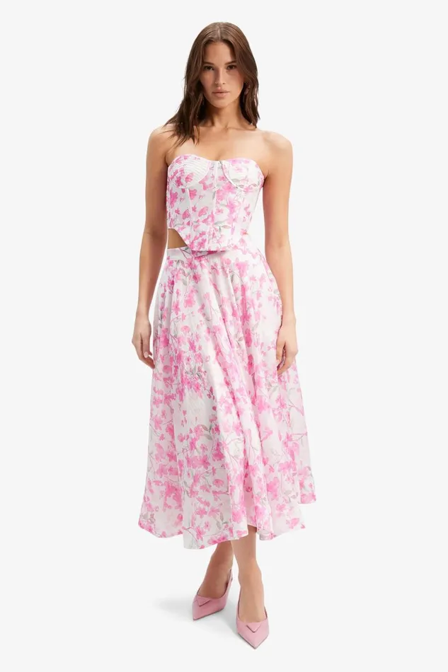 Bardot Party Tops Gracious Corset Bustier In Pink Floral 8211 Women Bardot Party Tops Gracious Corset Bustier In Pink Floral 8211 Women