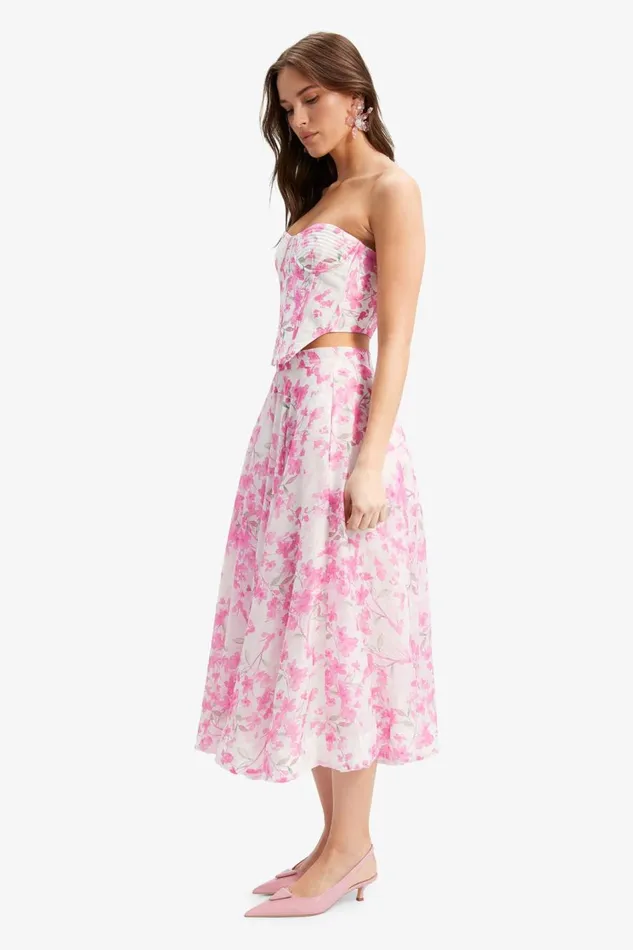 Bardot Party Tops Gracious Corset Bustier In Pink Floral 8211 Women Bardot Party Tops Gracious Corset Bustier In Pink Floral 8211 Women