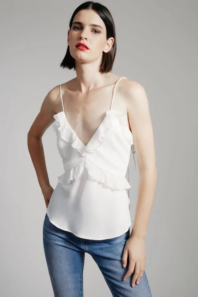 Bardot Party Tops Marsella Ruffle Cami In Orchid White 8211 Women