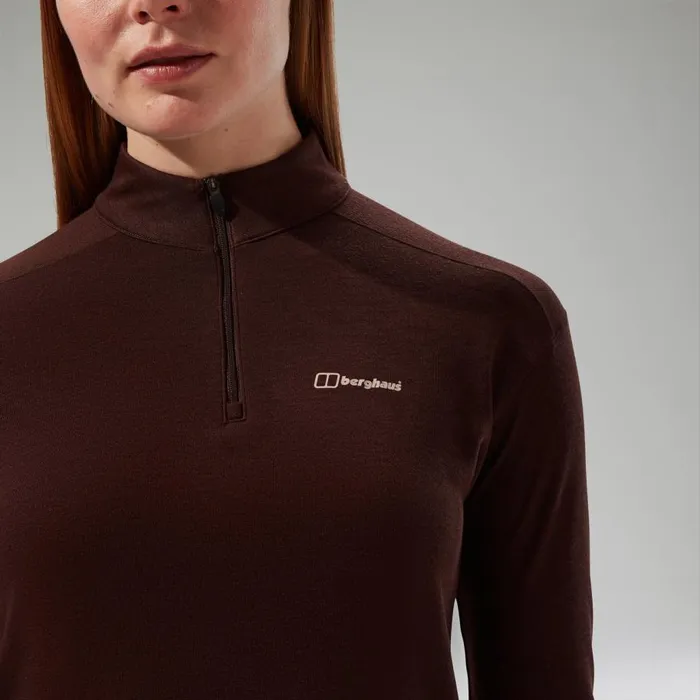 Berghaus TShirts Ivyhill Half Zip Top 8211 Brown 8211 Women Berghaus TShirts Ivyhill Half Zip Top 8211 Brown 8211 Women