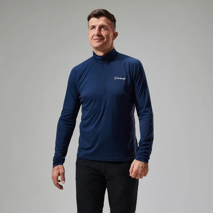 Berghaus TShirts Trailblaze Half Zip Long Sleeve Tech Tee 8211 Blue 8211 Men