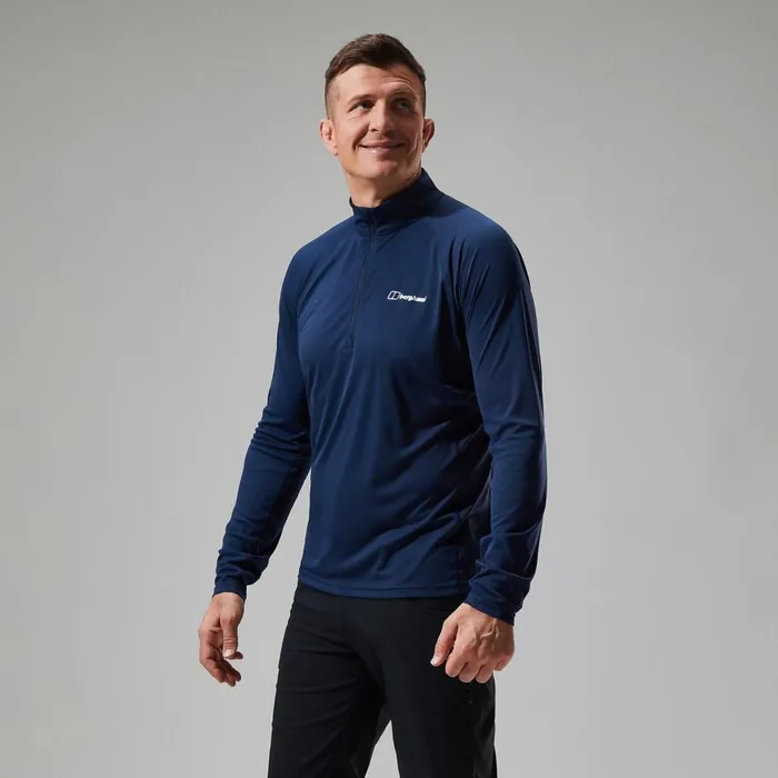 Berghaus TShirts Trailblaze Half Zip Long Sleeve Tech Tee 8211 Blue 8211 Men