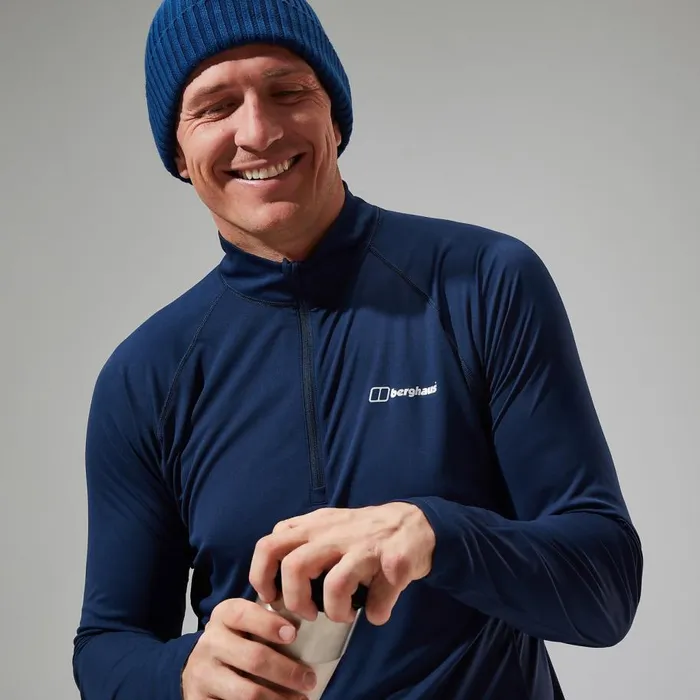 Berghaus TShirts Trailblaze Half Zip Long Sleeve Tech Tee 8211 Blue 8211 Men