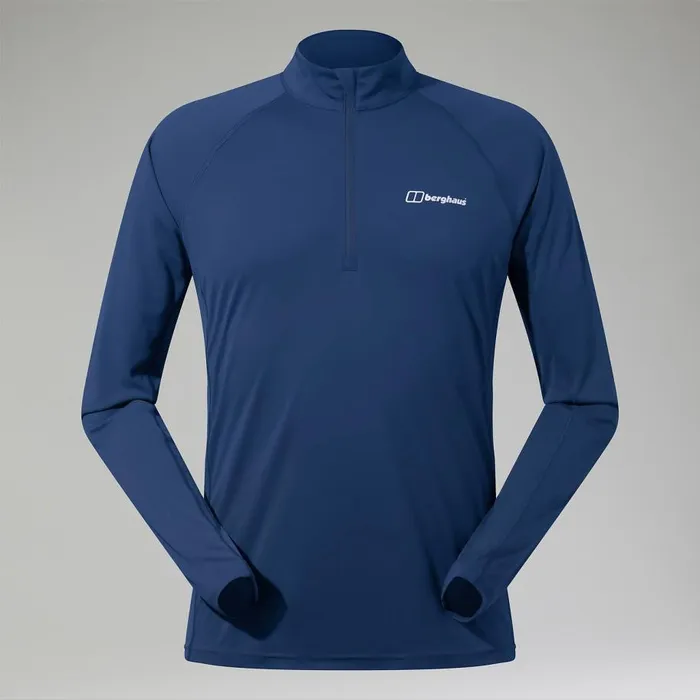 Berghaus TShirts Trailblaze Half Zip Long Sleeve Tech Tee 8211 Blue 8211 Men