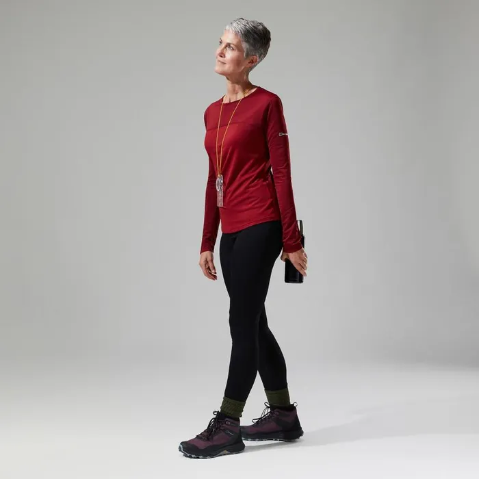 Berghaus TShirts Voyager Tech Tee Long Sleeve Crew Red 8211 Women