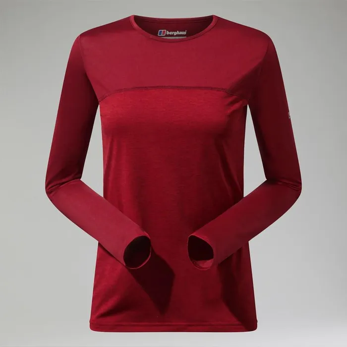 Berghaus TShirts Voyager Tech Tee Long Sleeve Crew Red 8211 Women