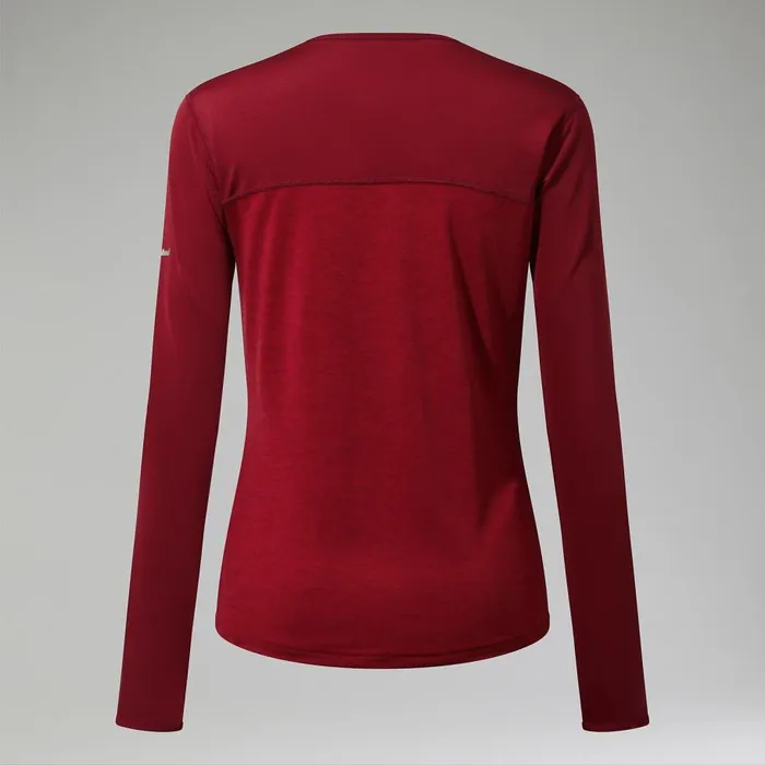 Berghaus TShirts Voyager Tech Tee Long Sleeve Crew Red 8211 Women