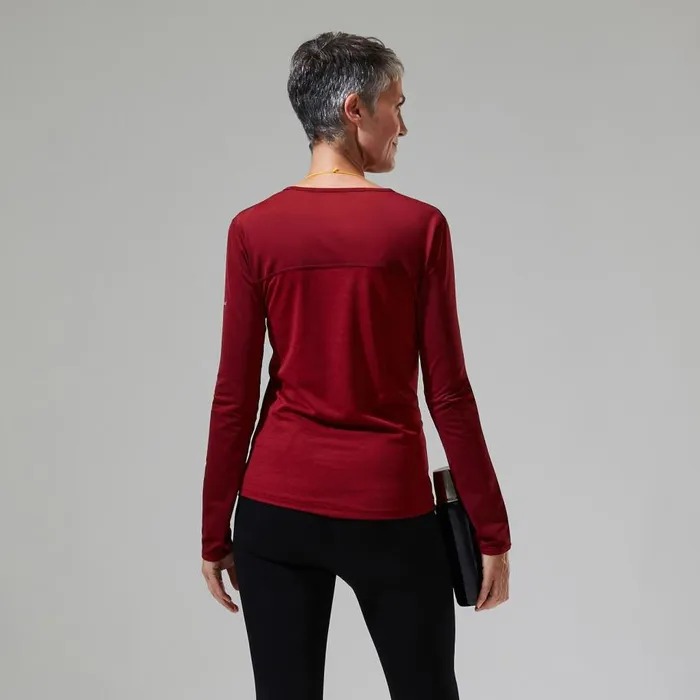 Berghaus TShirts Voyager Tech Tee Long Sleeve Crew Red 8211 Women