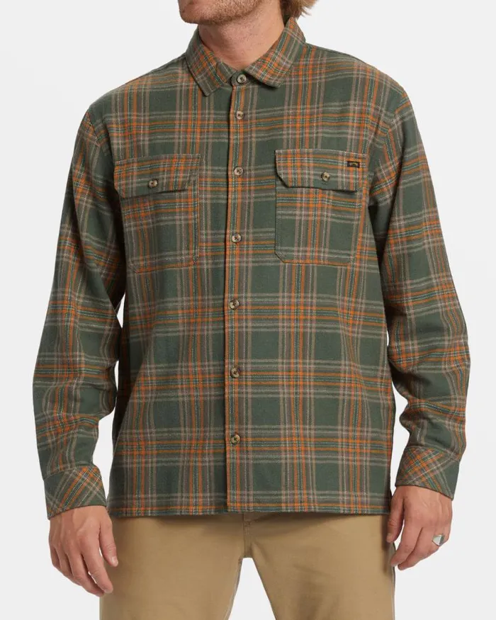 Billabong Flannels Offshore Long Sleeve Flannel Shirt Fern 8211 Men