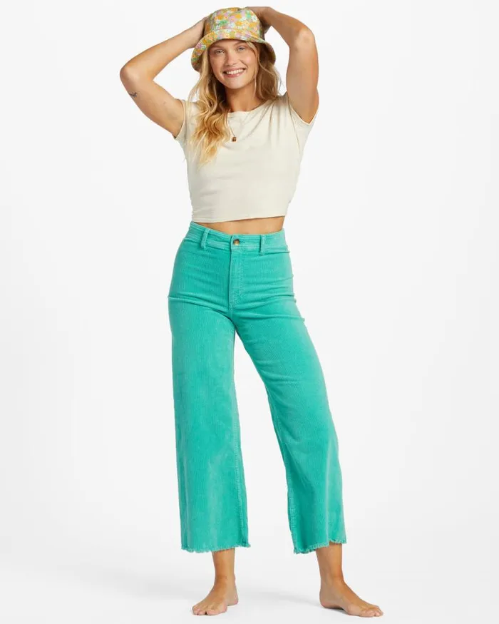 Billabong Jeans and Pants Free Fall WideLeg Corduroy Pants Bright Lagoon 8211 Women Billabong Jeans and Pants Free Fall WideLeg Corduroy Pants Bright Lagoon 8211 Women