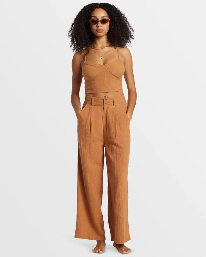 Billabong Matching Sets Tailor Made Wide Leg Pants Sandalwood 8211 Women Billabong Matching Sets Tailor Made Wide Leg Pants Sandalwood 8211 Women