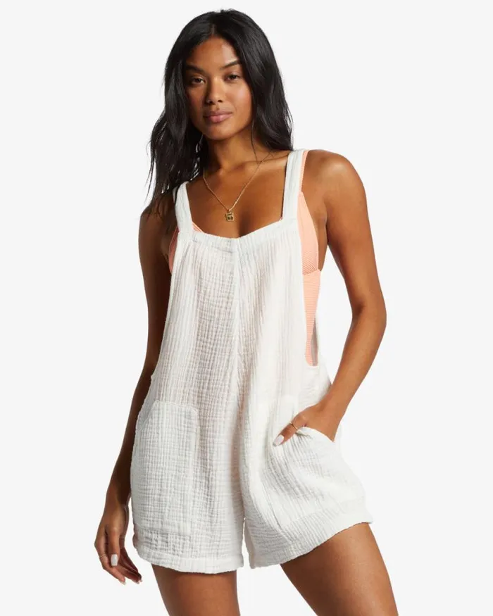 Billabong Rompers and Jumpsuits Beach Crush Romper Salt Crystal 8211 Women Billabong Rompers and Jumpsuits Beach Crush Romper Salt Crystal 8211 Women