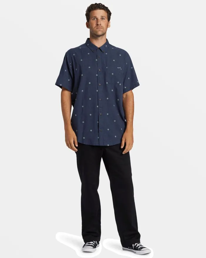 Billabong Shirts All Day Jacquard Short Sleeve Shirt Dusty Navy 8211 Men Billabong Shirts All Day Jacquard Short Sleeve Shirt Dusty Navy 8211 Men