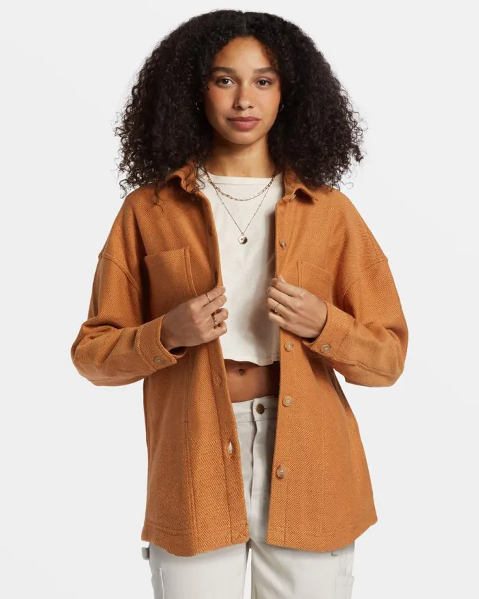 Billabong Sweatshirts and Fleece Everytime Oversized Shacket Sandalwood 8211 Women Billabong Sweatshirts and Fleece Everytime Oversized Shacket Sandalwood 8211 Women