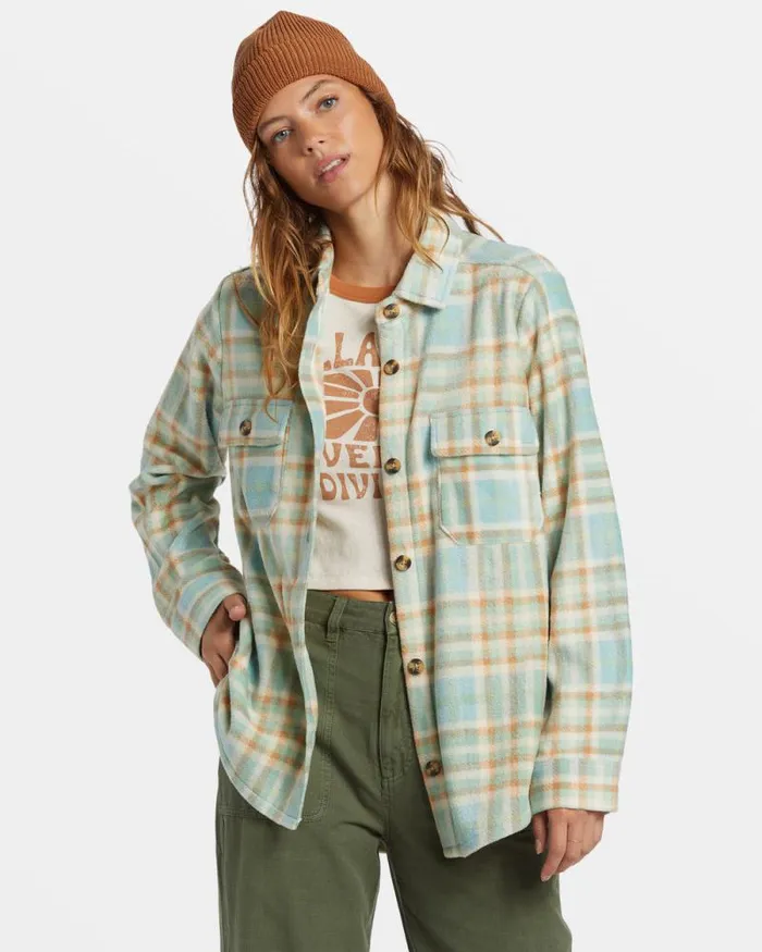 Billabong Sweatshirts and Fleece Forge Fleece Flannel Jacket Blue Haze 8211 Women Billabong Sweatshirts and Fleece Forge Fleece Flannel Jacket Blue Haze 8211 Women