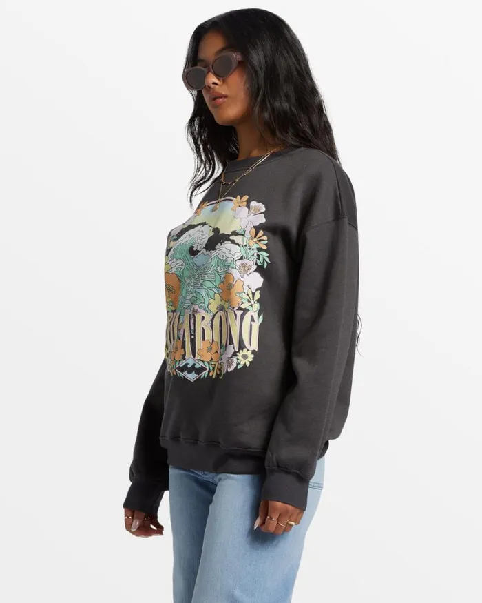 Billabong Sweatshirts and Fleece Waves Are Calling Crew Neck Sweatshirt Off Black 8211 Women Billabong Sweatshirts and Fleece Waves Are Calling Crew Neck Sweatshirt Off Black 8211 Women