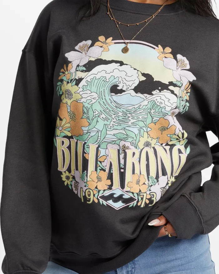 Billabong Sweatshirts and Fleece Waves Are Calling Crew Neck Sweatshirt Off Black 8211 Women Billabong Sweatshirts and Fleece Waves Are Calling Crew Neck Sweatshirt Off Black 8211 Women