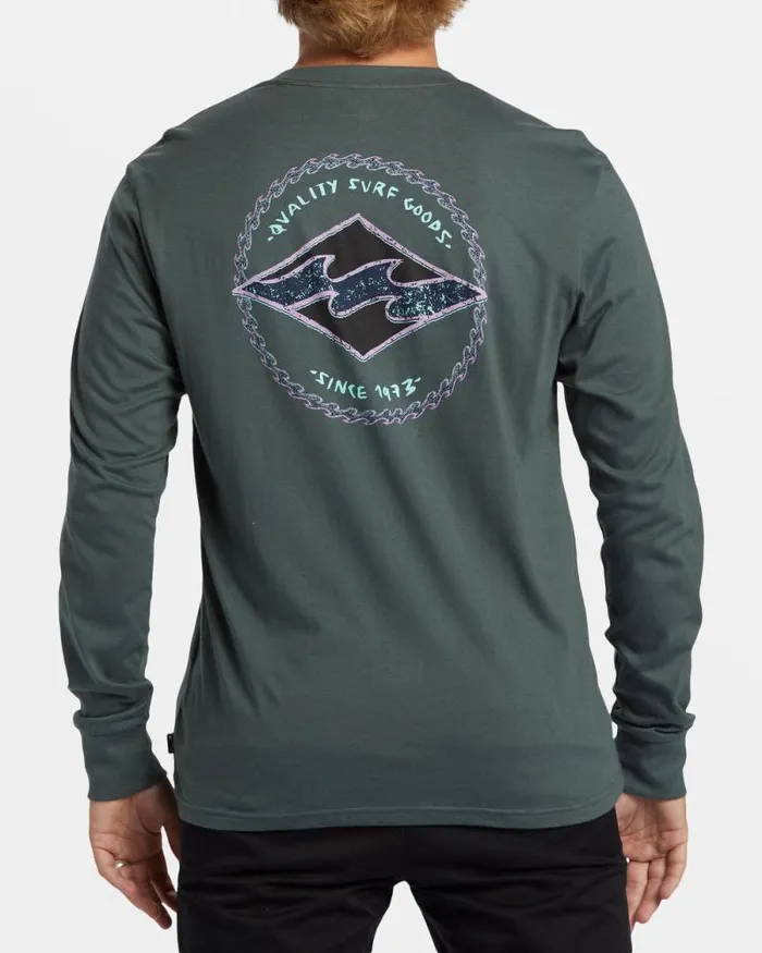 Billabong TShirts Rotor Diamond Long Sleeve Tshirt Slate Green 8211 Men