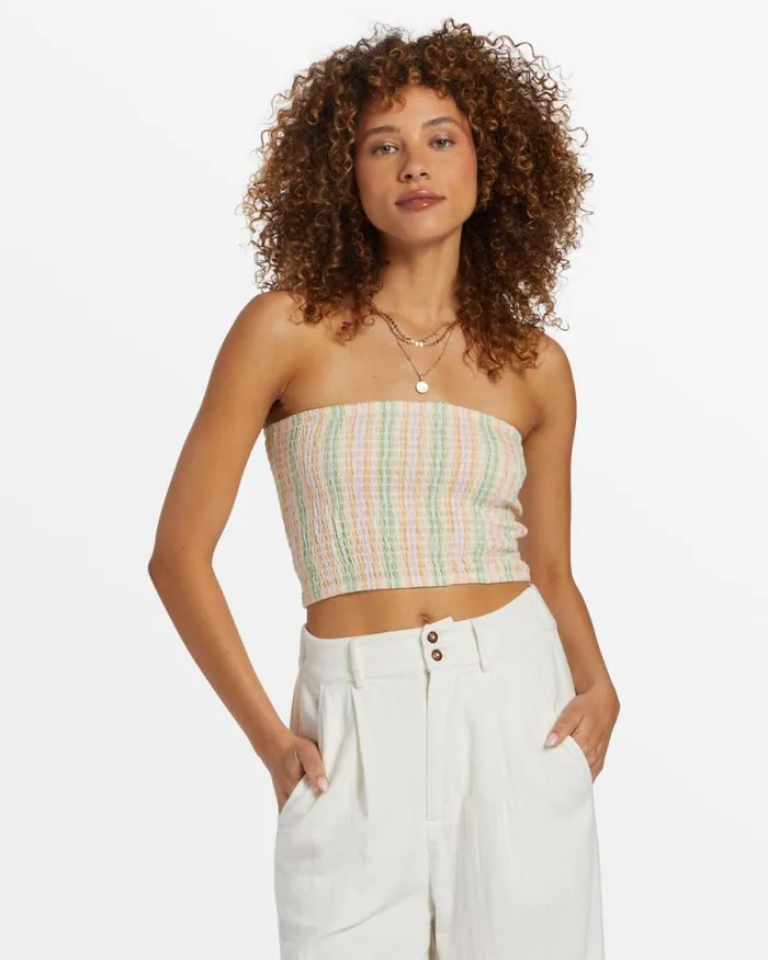 Billabong Tops Keep It Simple Smocked Crop Top Sweet Pink 8211 Women