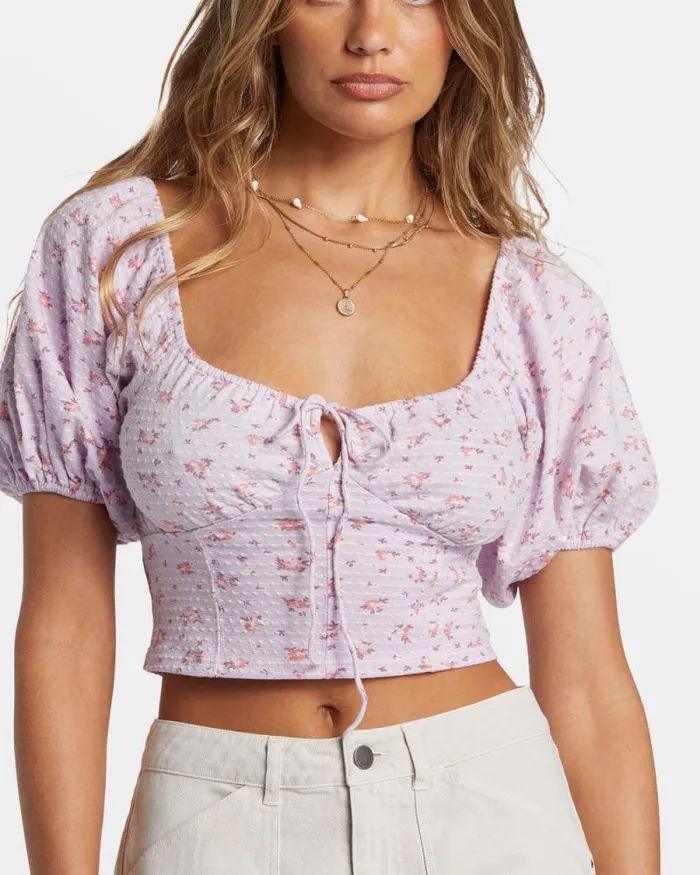Billabong Tops Posy Crop Top Iced Lavender 8211 Women Billabong Tops Posy Crop Top Iced Lavender 8211 Women