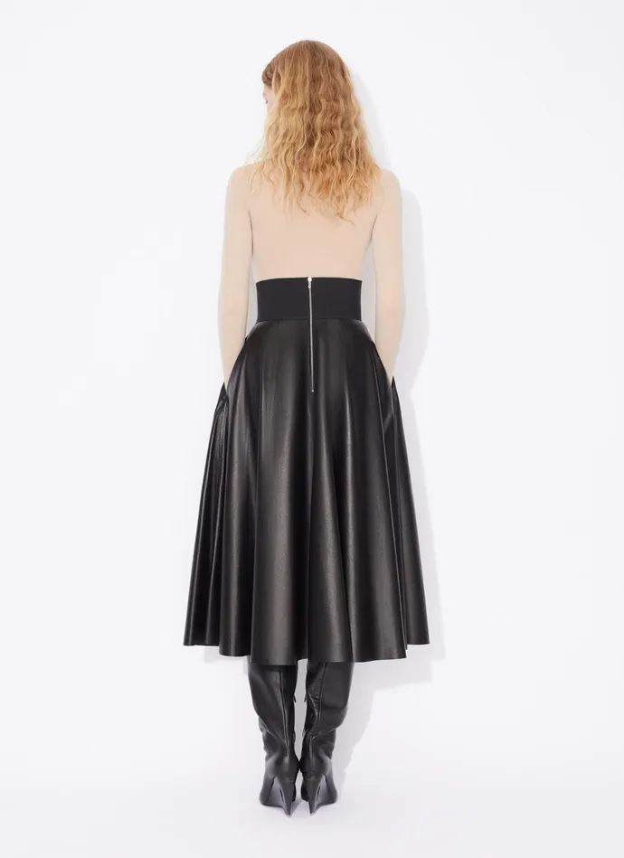 Black BELTED LAMBSKIN SKIRT Women Alaa Skirts