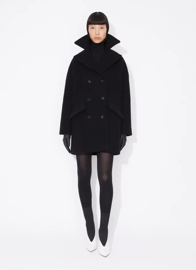 Black DOUBLE BREASTED CABAN Women Alaa Coats and Jackets