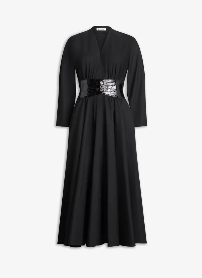Black POPLIN CROSS BELT DRESS Women Alaa Dresses