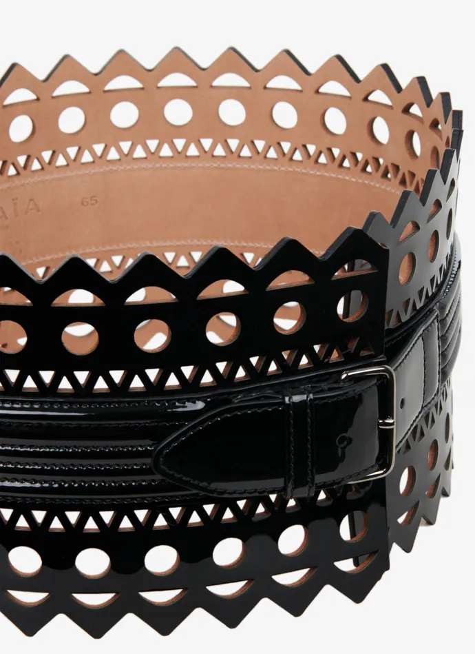Black Small Corset Belt Vienne Wave Calfskin Women Alaa Corset Belts Black Small Corset Belt Vienne Wave Calfskin Women Alaa Corset Belts