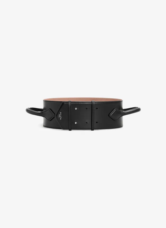 Black TECKEL HANDLE IN CALFSKIN Women Alaa Corset Belts