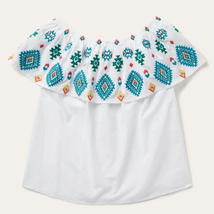 Blouses Women Stetson Bright Schiffli Embroidered White Cotton Lawn Blouse White