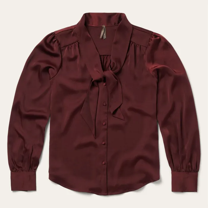 Blouses Women Stetson Wine Satin Blouse Red