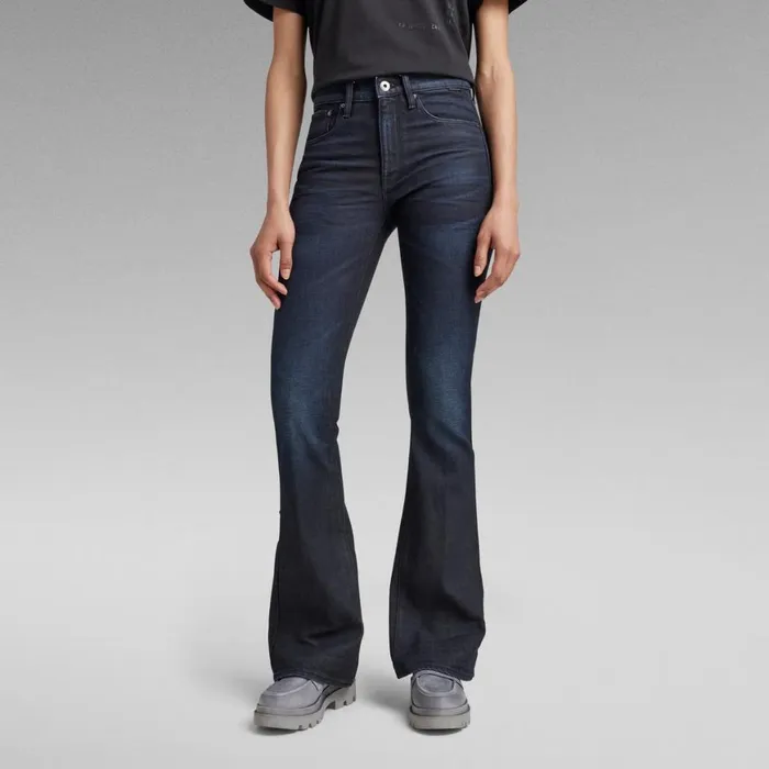 Bootcut and Flare Women GStar RAW 3301 Flare Jeans Worn In Naval Blue Cobler
