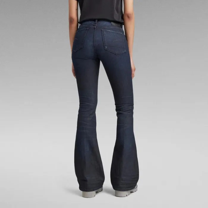 Bootcut and Flare Women GStar RAW 3301 Flare Jeans Worn In Naval Blue Cobler