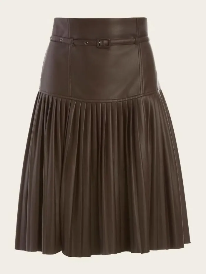 Bottoms Women Marciano Foxton Pleated Skirt Dark Roast Bottoms Women Marciano Foxton Pleated Skirt Dark Roast