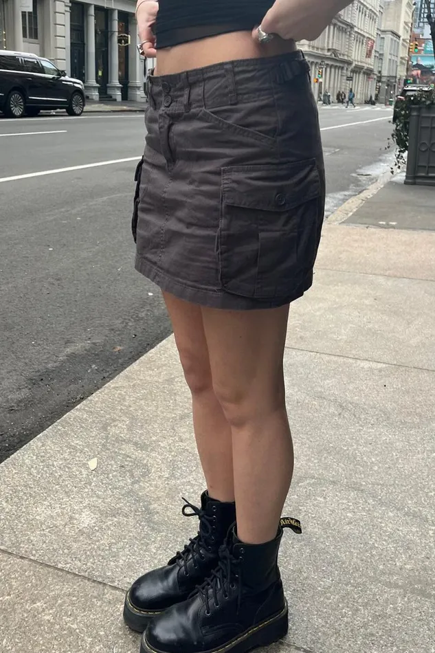 Brandy Melville Bottoms Beverly Buckle Cargo Mini Skirt Grey 8211 Women