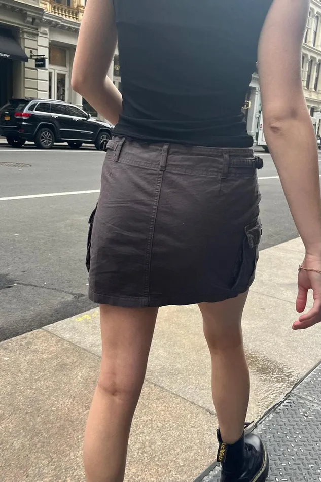 Brandy Melville Bottoms Beverly Buckle Cargo Mini Skirt Grey 8211 Women
