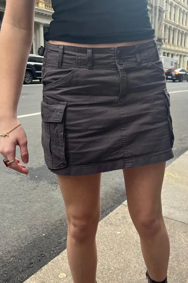 Brandy Melville Bottoms Beverly Buckle Cargo Mini Skirt Grey 8211 Women