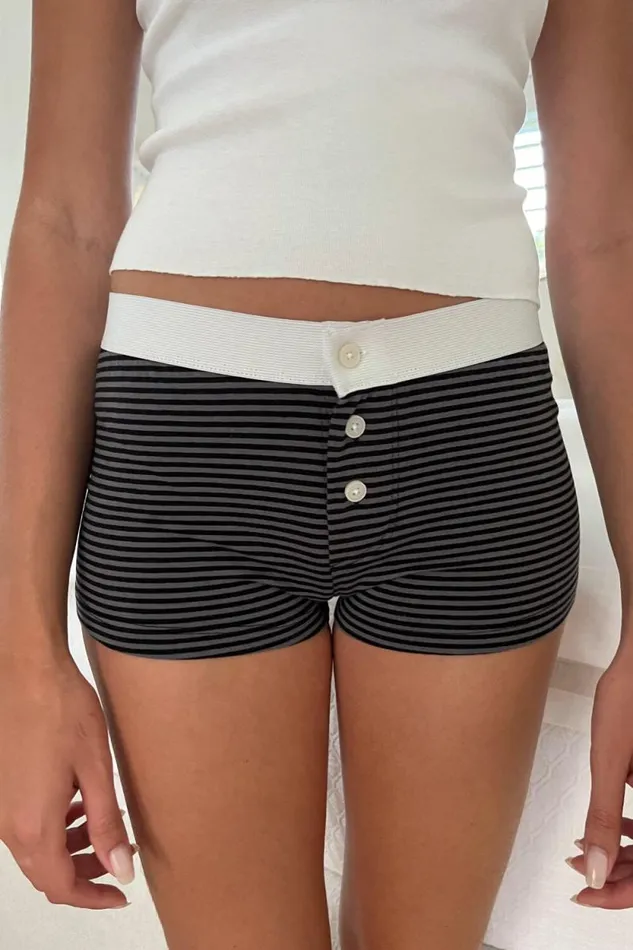 Brandy Melville Intimates Boy Short Stripe Underwear Black And Charcoal 8211 Women