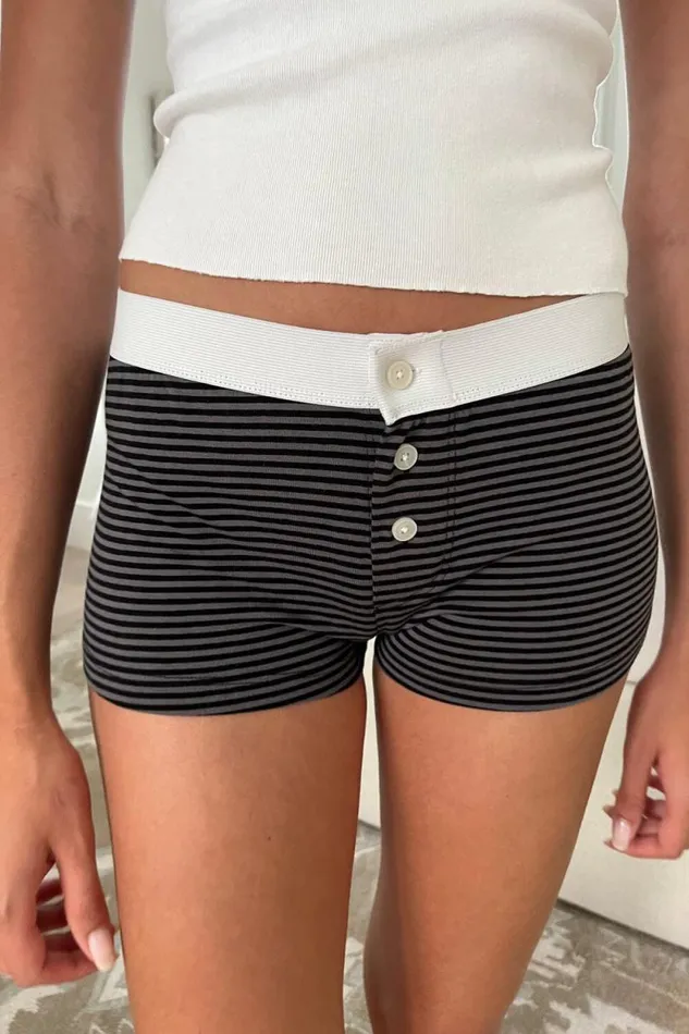 Brandy Melville Intimates Boy Short Stripe Underwear Black And Charcoal 8211 Women