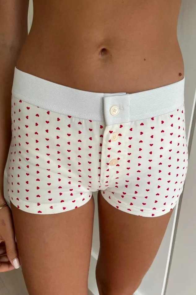 Brandy Melville Matching Sets Boy Short Heart Underwear 8211 Women